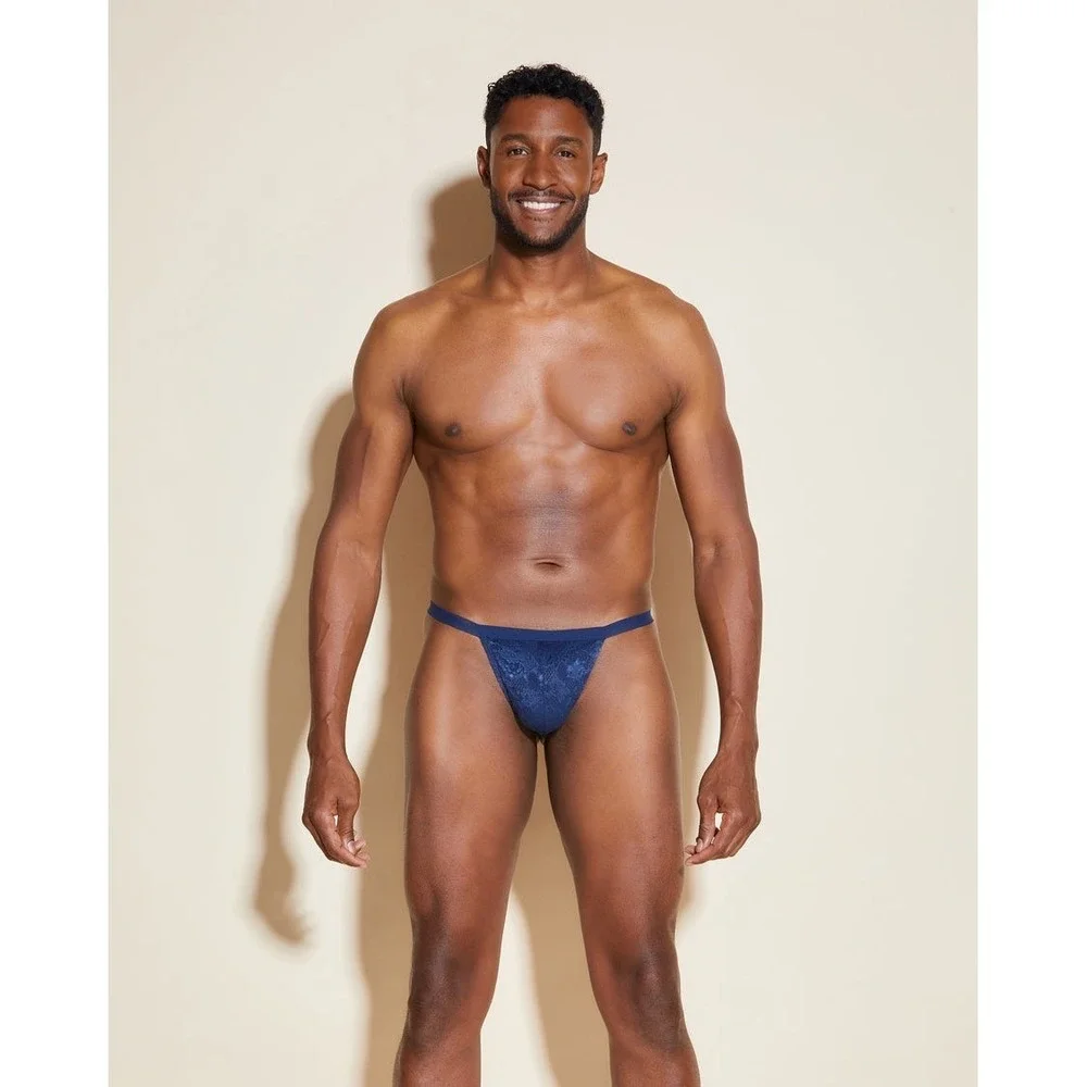 Cosabella Navy Blue Lace Italian Thong Sexy Sheer Underwear Size‎ XL new